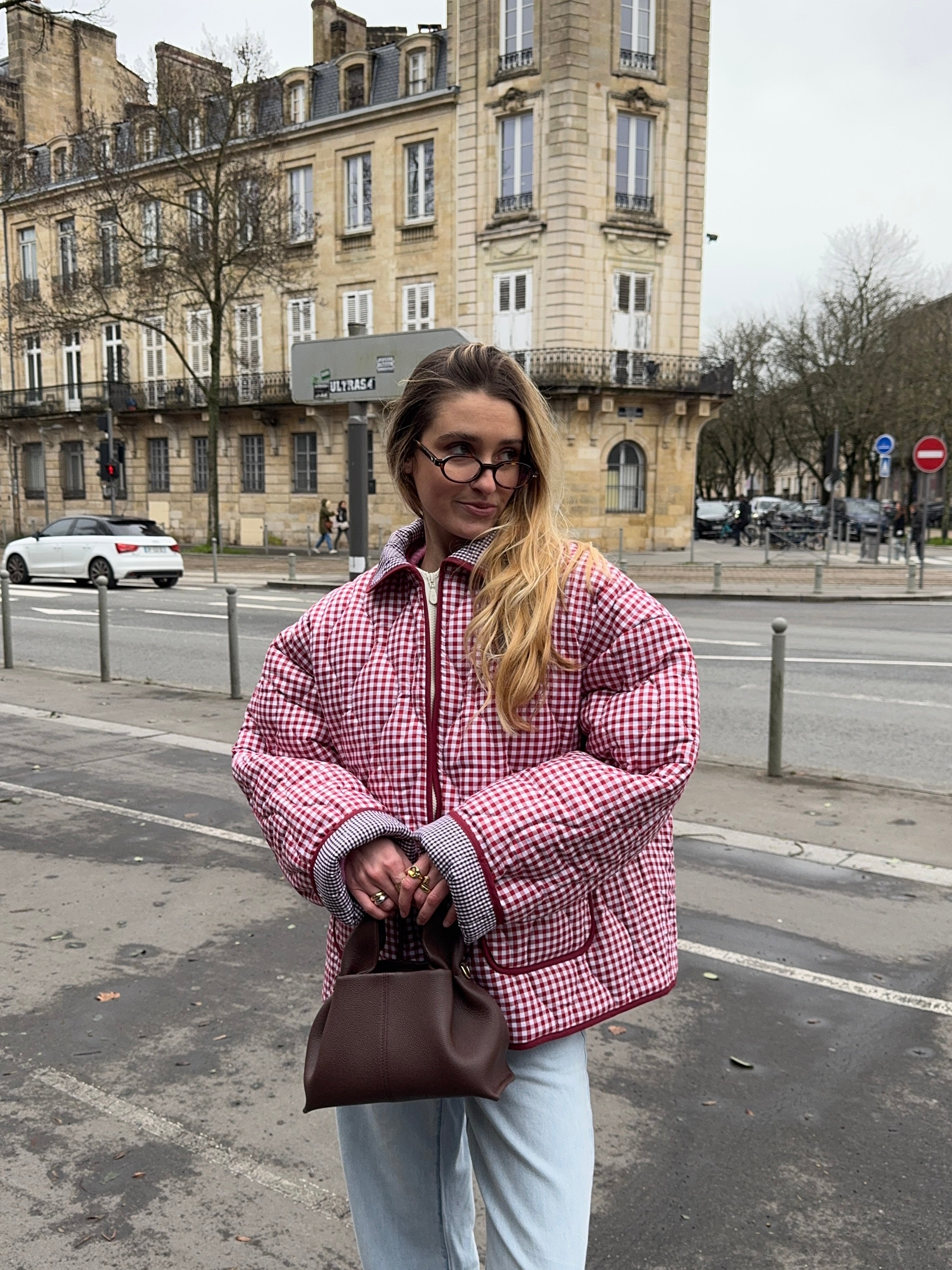 Veste matelassée vichy rouge