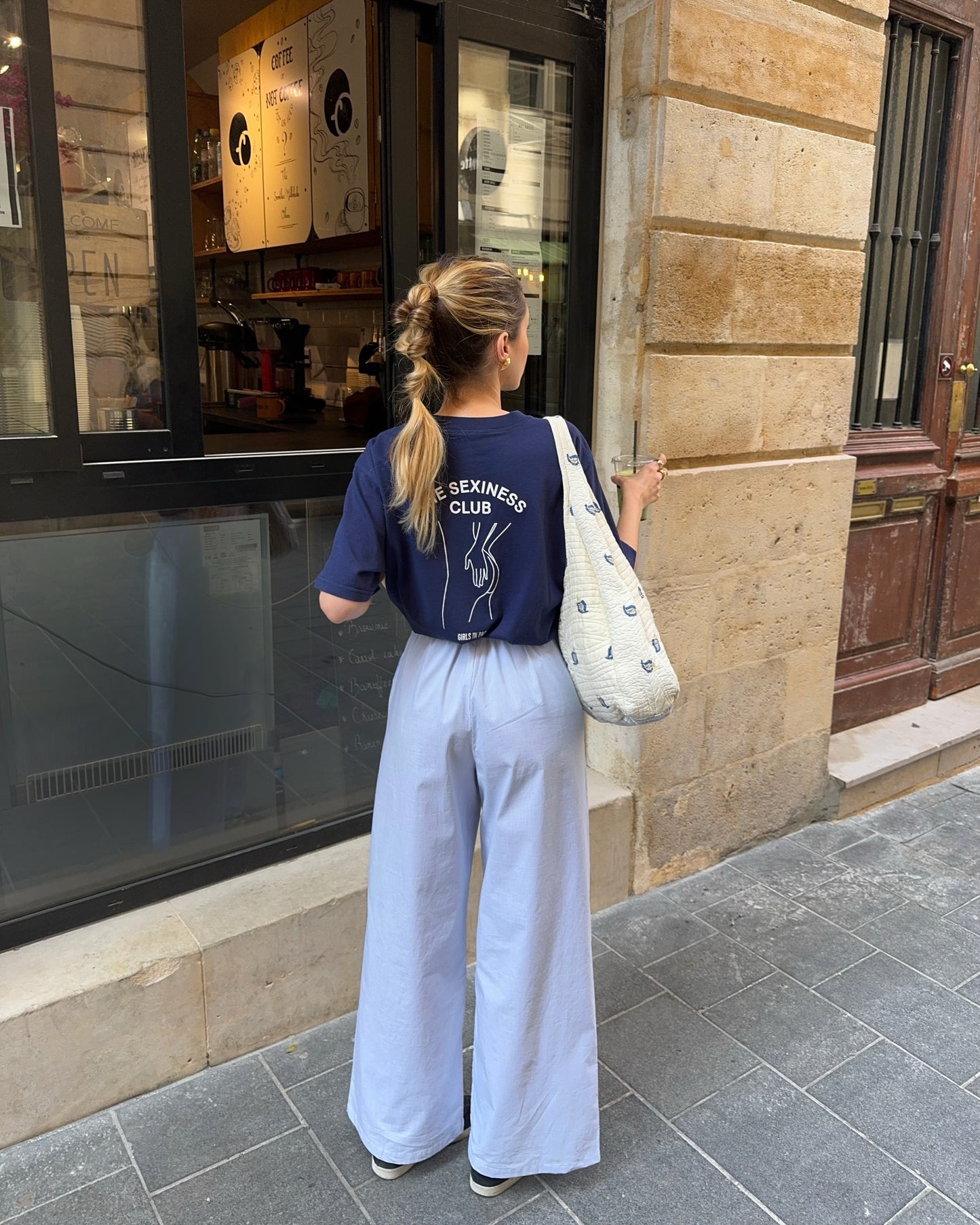 Pantalon à rayures bleu clair