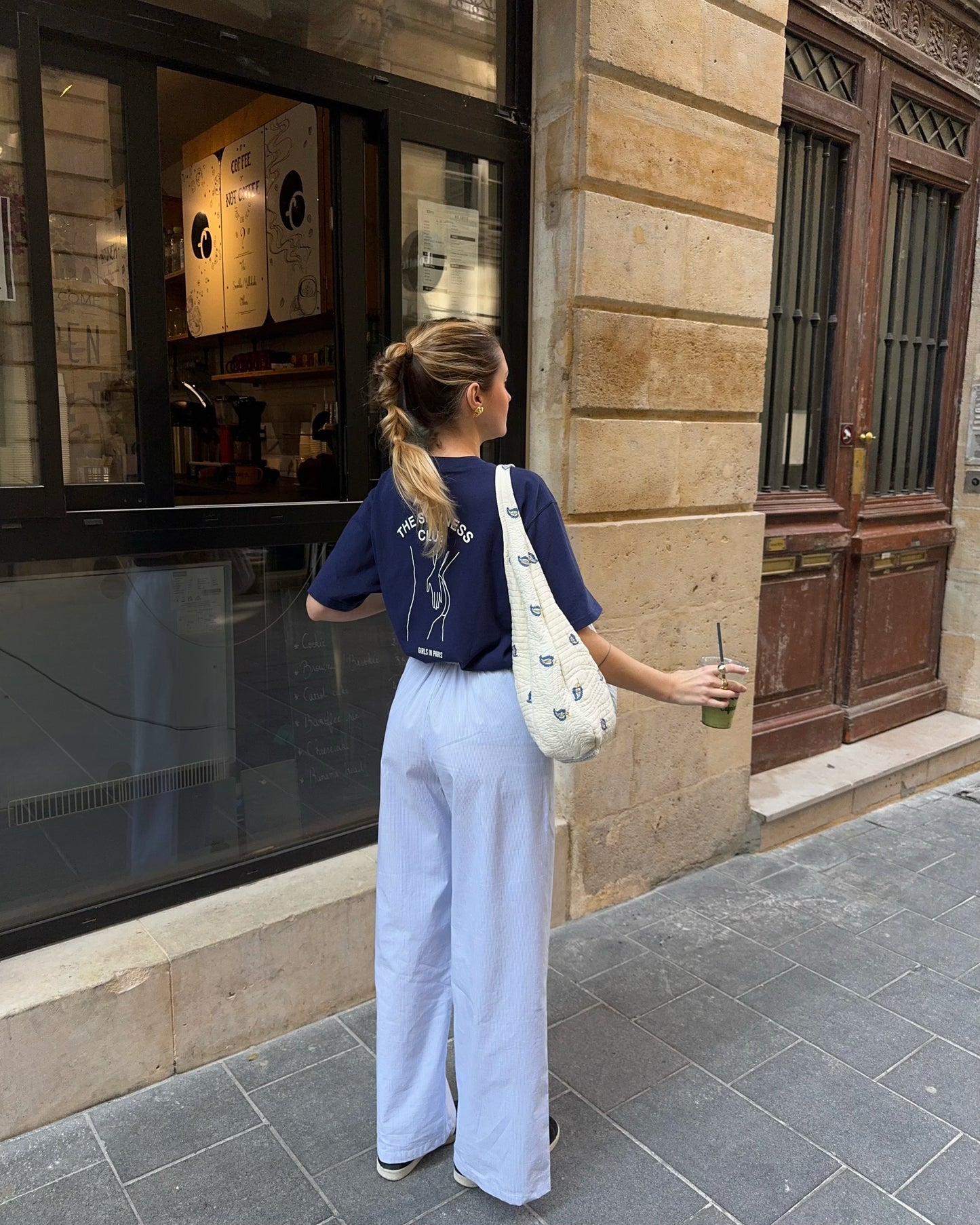 Pantalon à rayures bleu clair