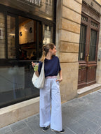 Pantalon à rayures bleu clair