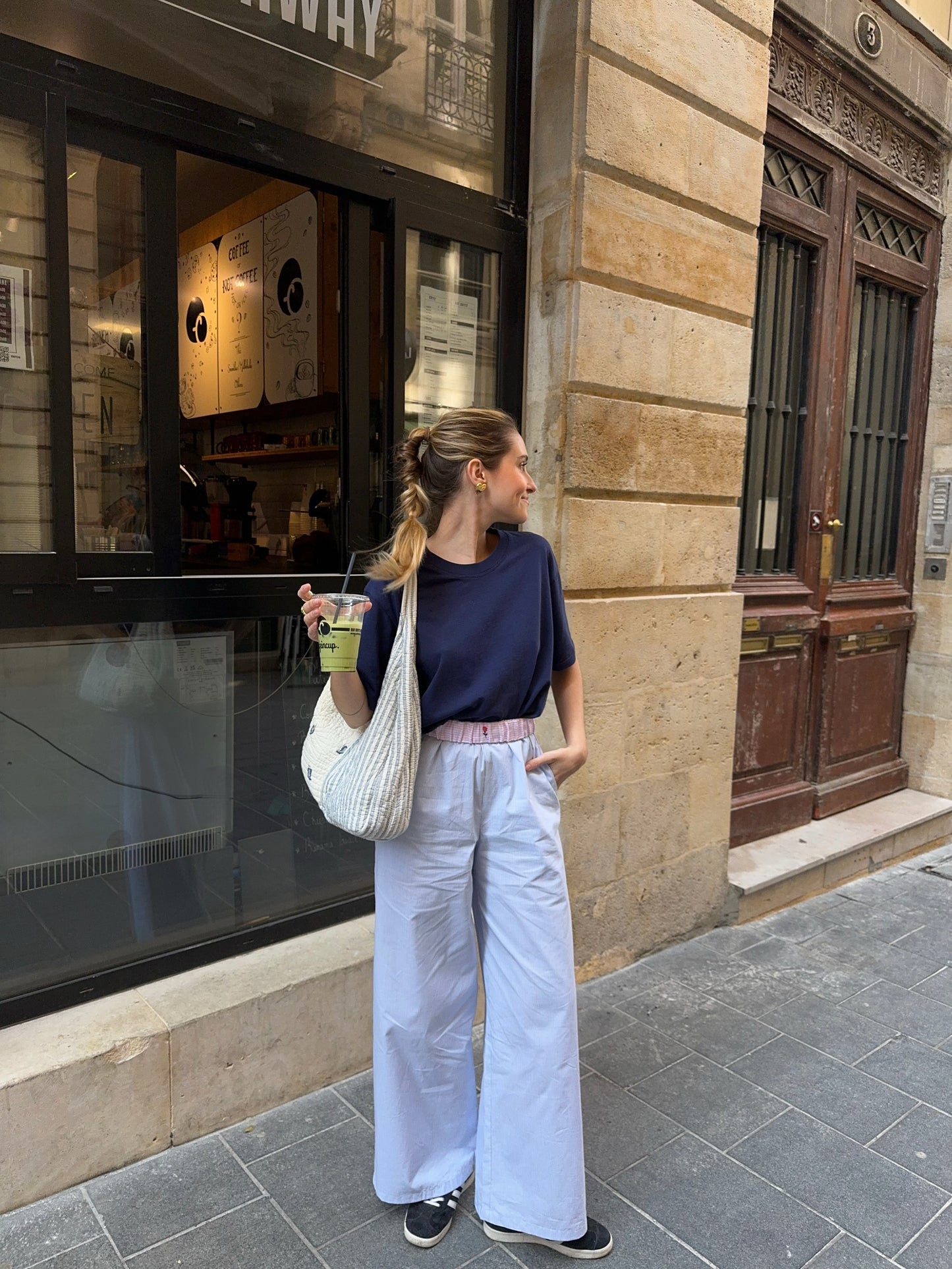 Pantalon à rayures bleu clair