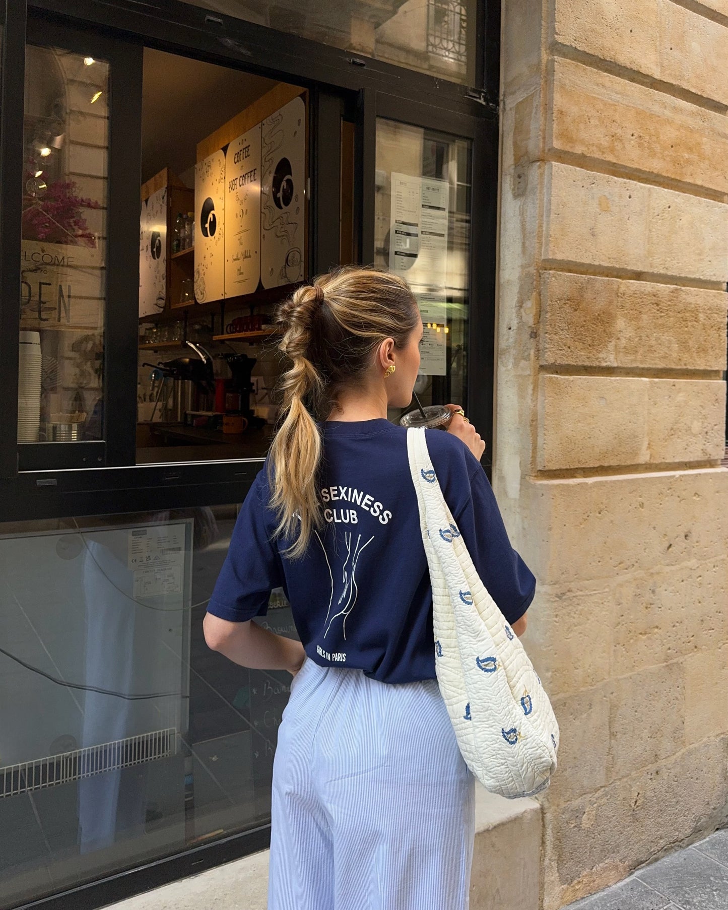 Pantalon à rayures bleu clair