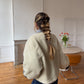 Veste crème à doublure upcyclée patchwork