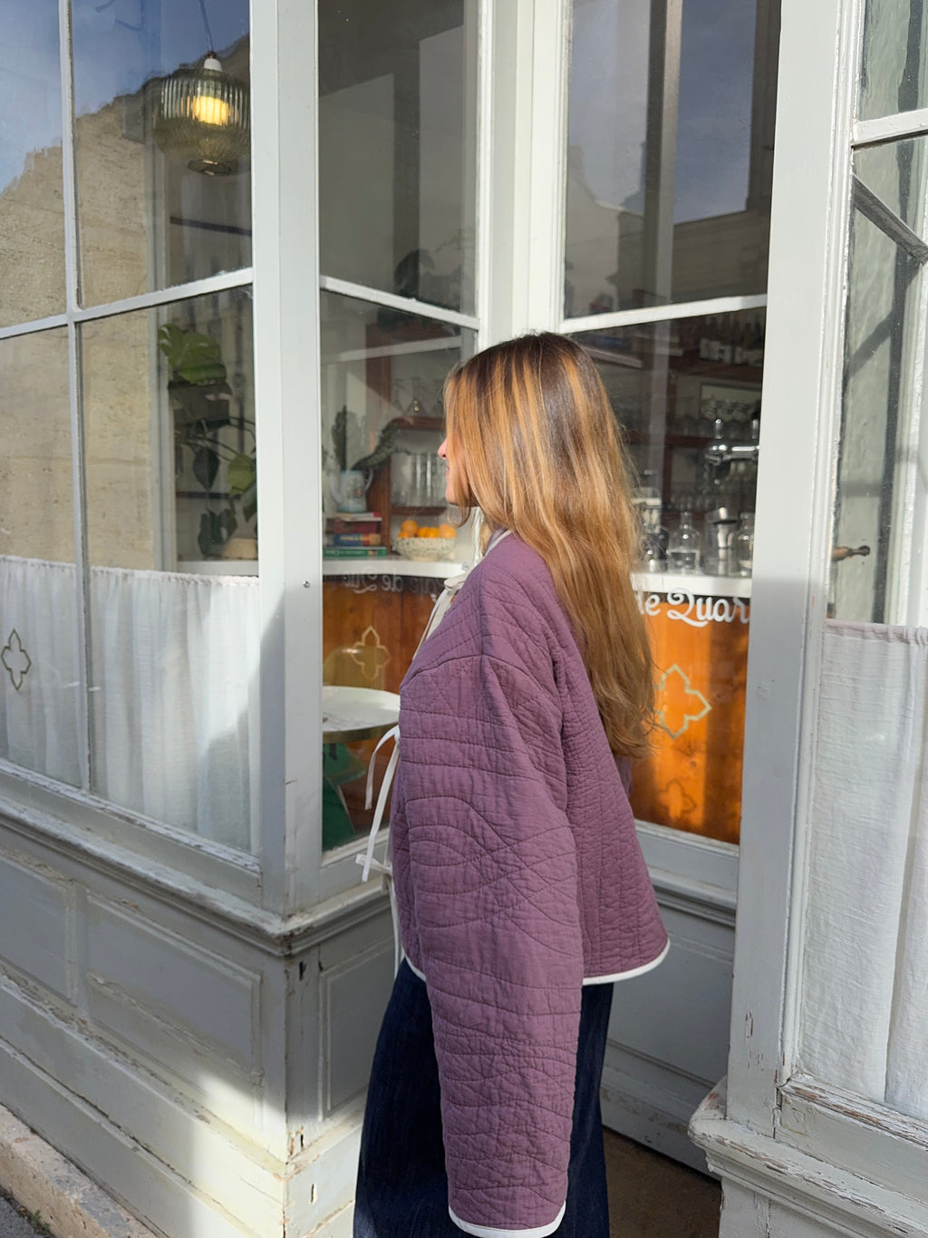 Veste upcyclée matelassée violette