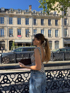 Top dos nu vichy marron