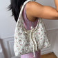 Sac upcyclé matelassé écru à fleurs