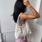 Sac upcyclé matelassé écru à fleurs