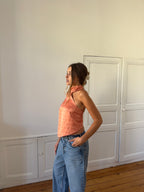 Top dos nu asymétrique upcyclé corail - XS