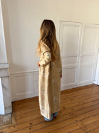 Veste longue upcyclée satinée dorée - M