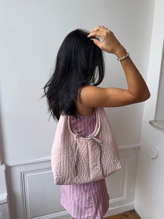 Sac upcyclé matelassé rose