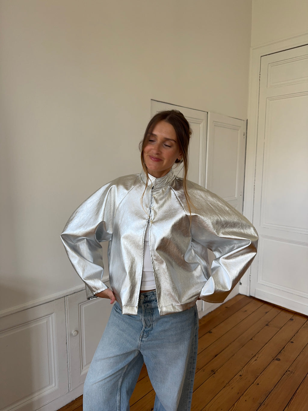 Veste courte argentée