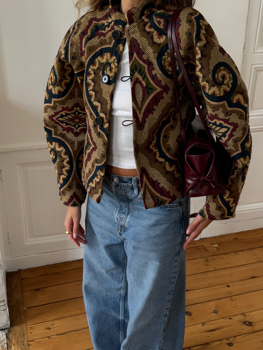 Veste upcyclée à motifs