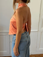 Top dos nu asymétrique upcyclé corail - XS