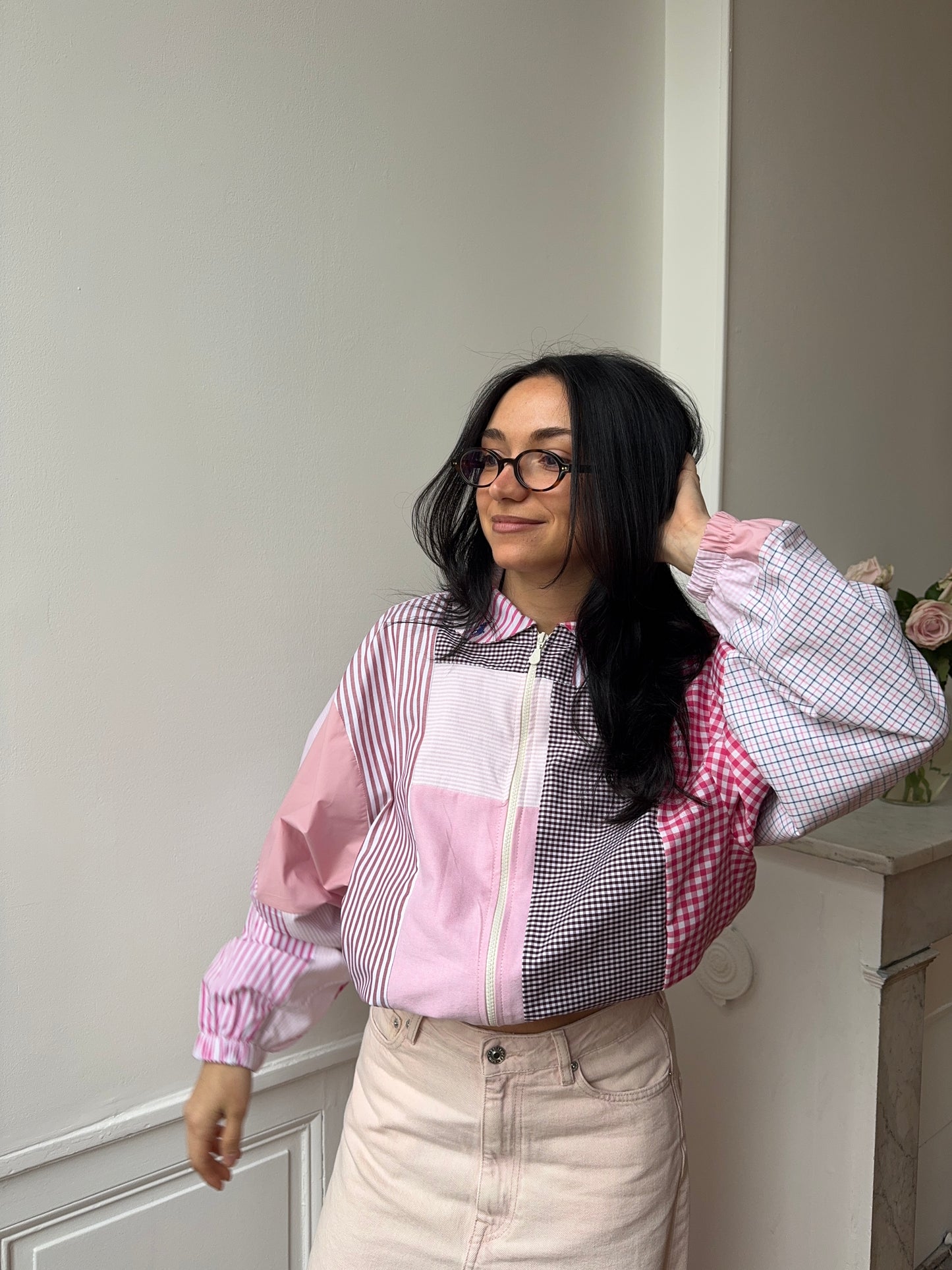 Bomber upcyclé patchwork
