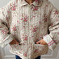 Veste upcyclée matelassée crème à fleurs
