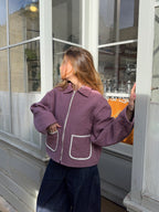 Veste upcyclée matelassée violette
