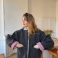 Veste laine anthracite doublure vichy