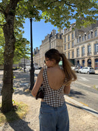Top dos nu vichy marron