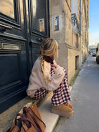 Pantalon vichy bordeaux