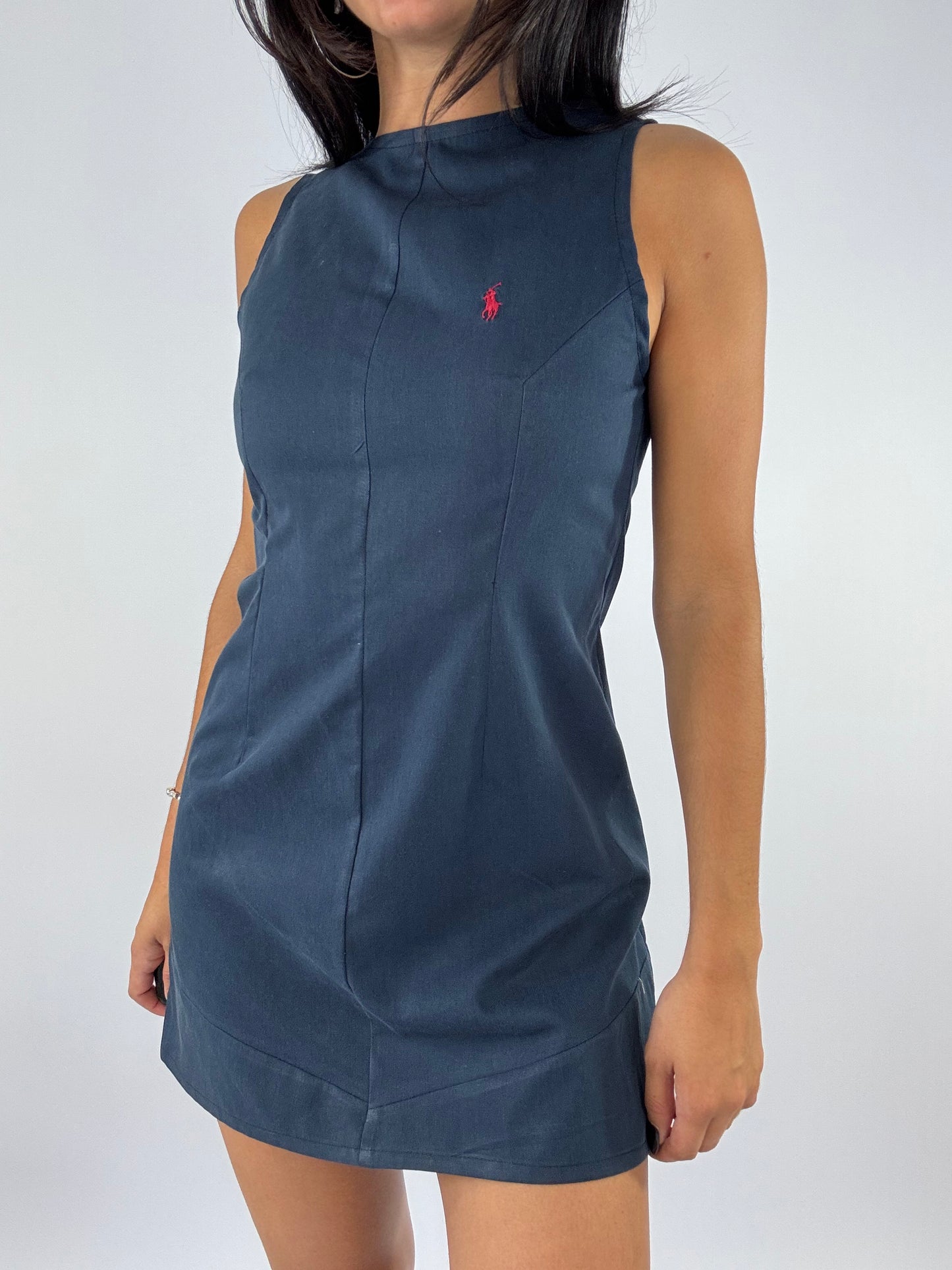Robe upcyclée dos nu marine