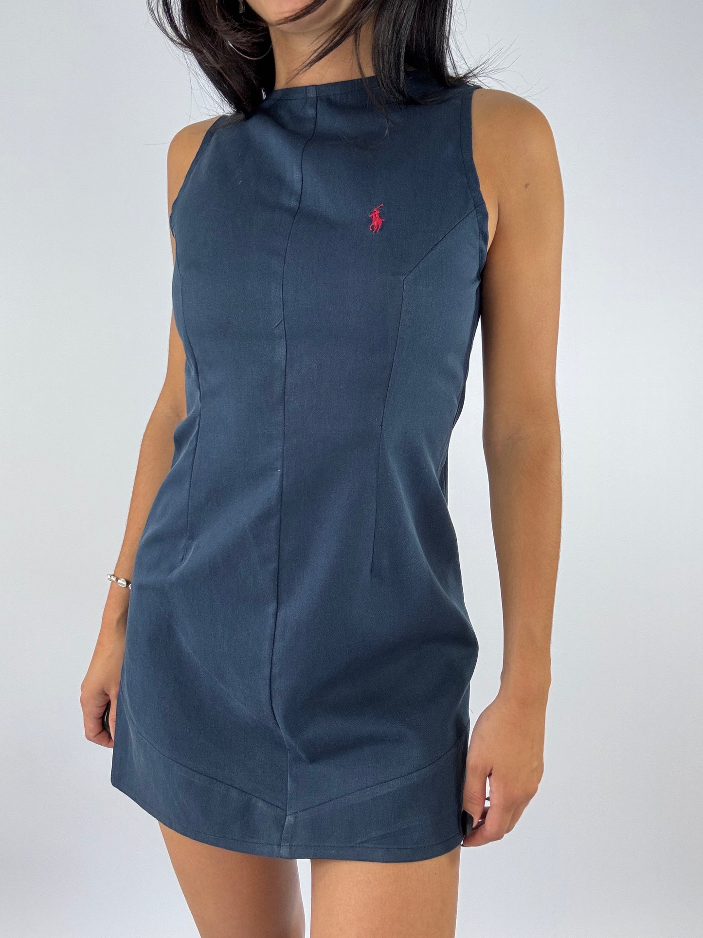 Robe upcyclée dos nu marine