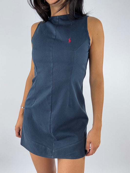 Robe upcyclée dos nu marine