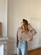 Chemise upcyclée dos nu à carreaux - S/M