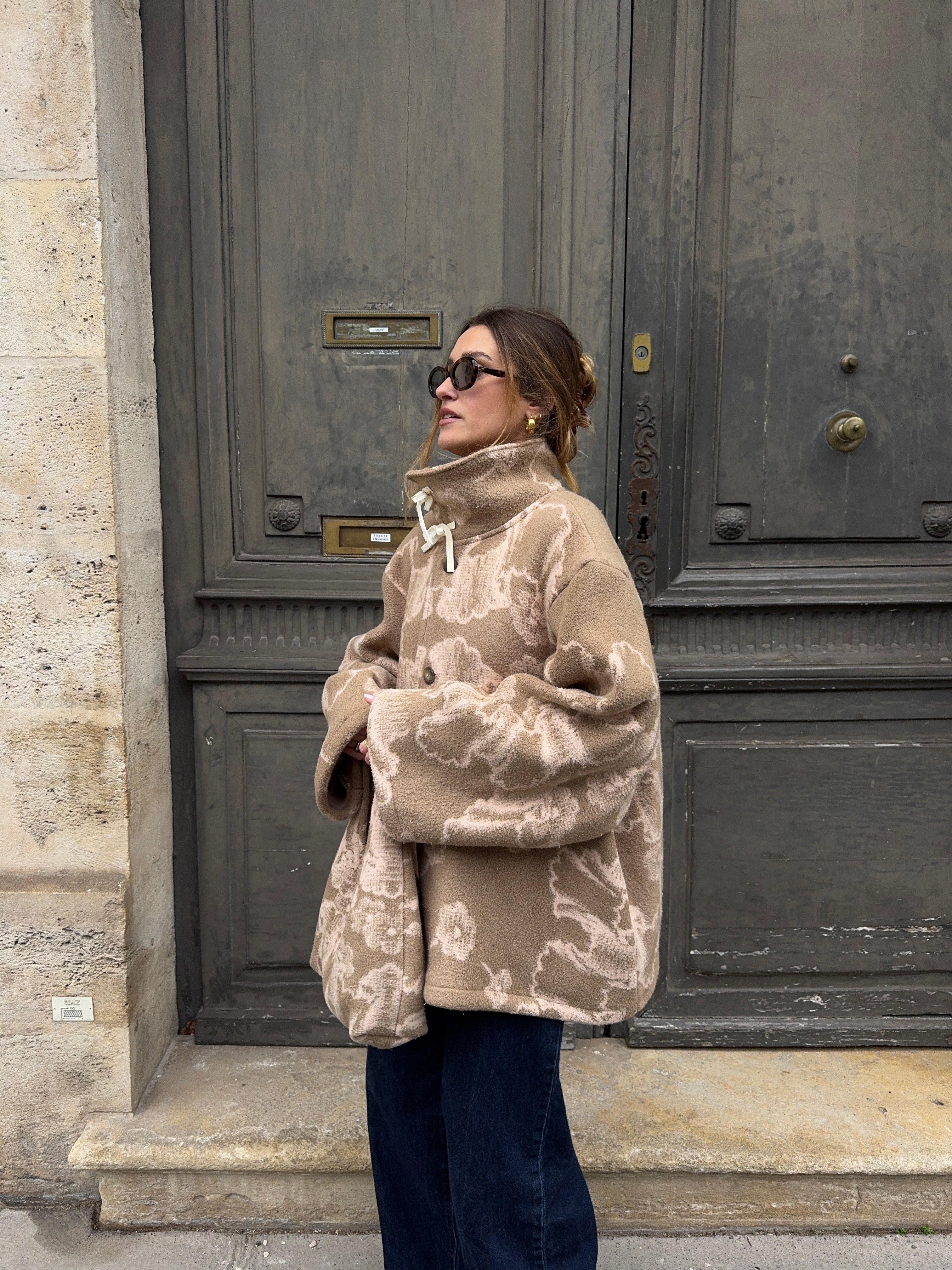 Manteau upcyclé laine marron