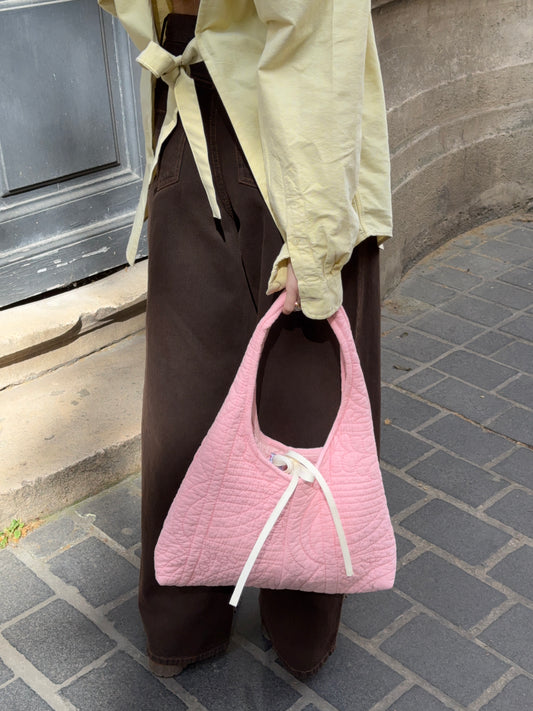 Sac upcyclé matelassé rose
