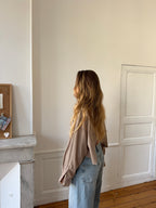 Chemise upcyclée dos nu à carreaux - S/M