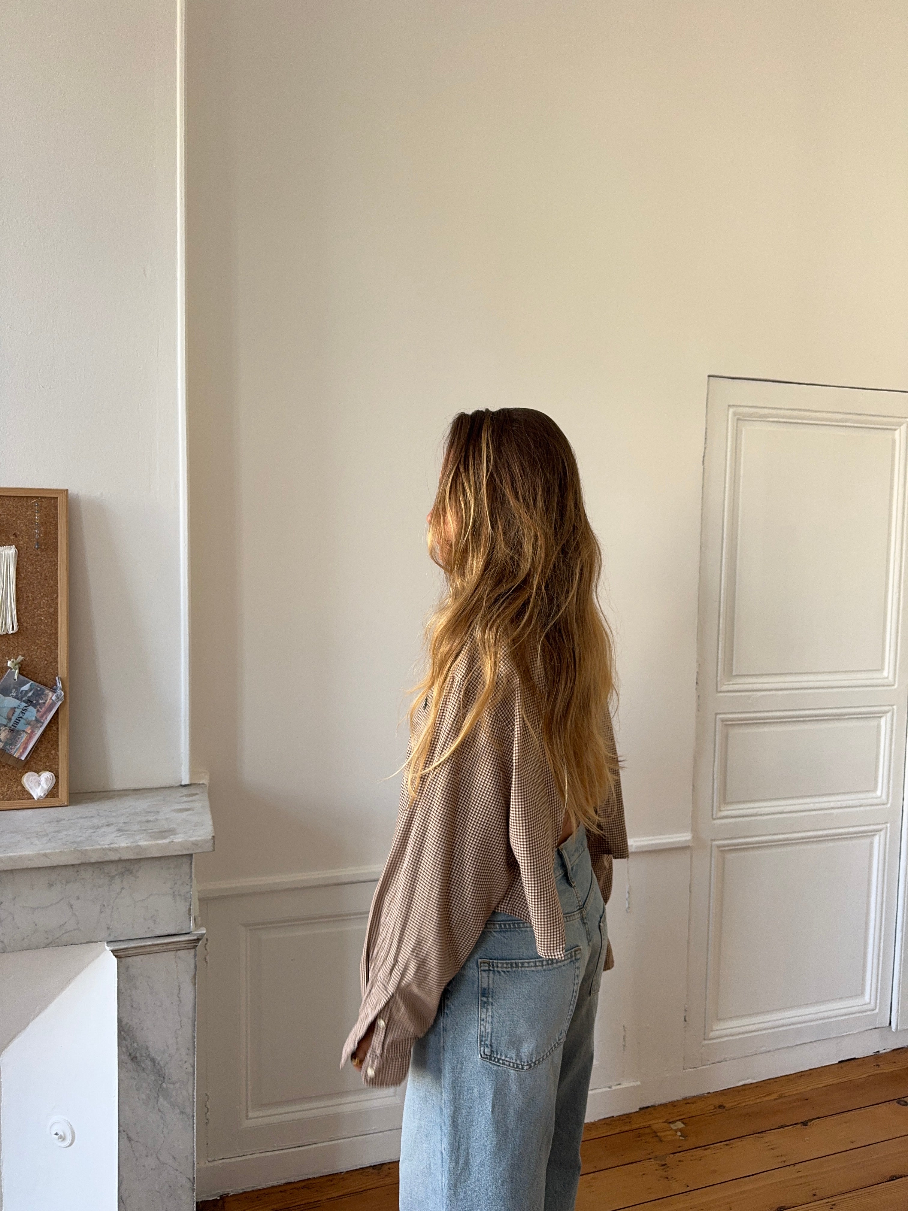 Chemise upcyclée dos nu à carreaux - S/M
