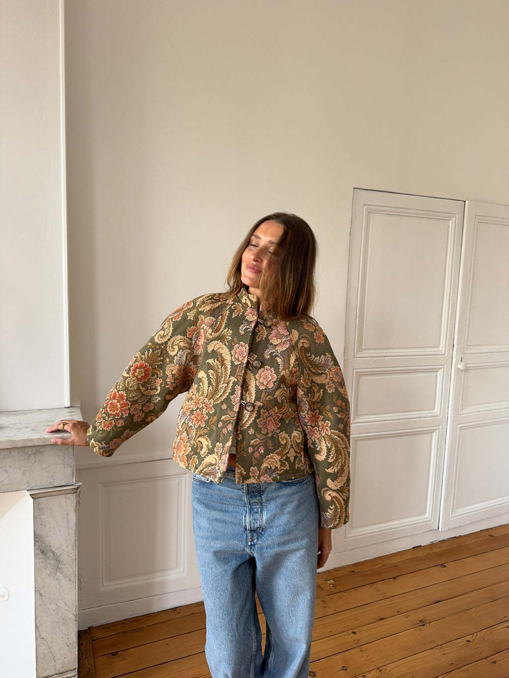 Veste upcyclée à motifs