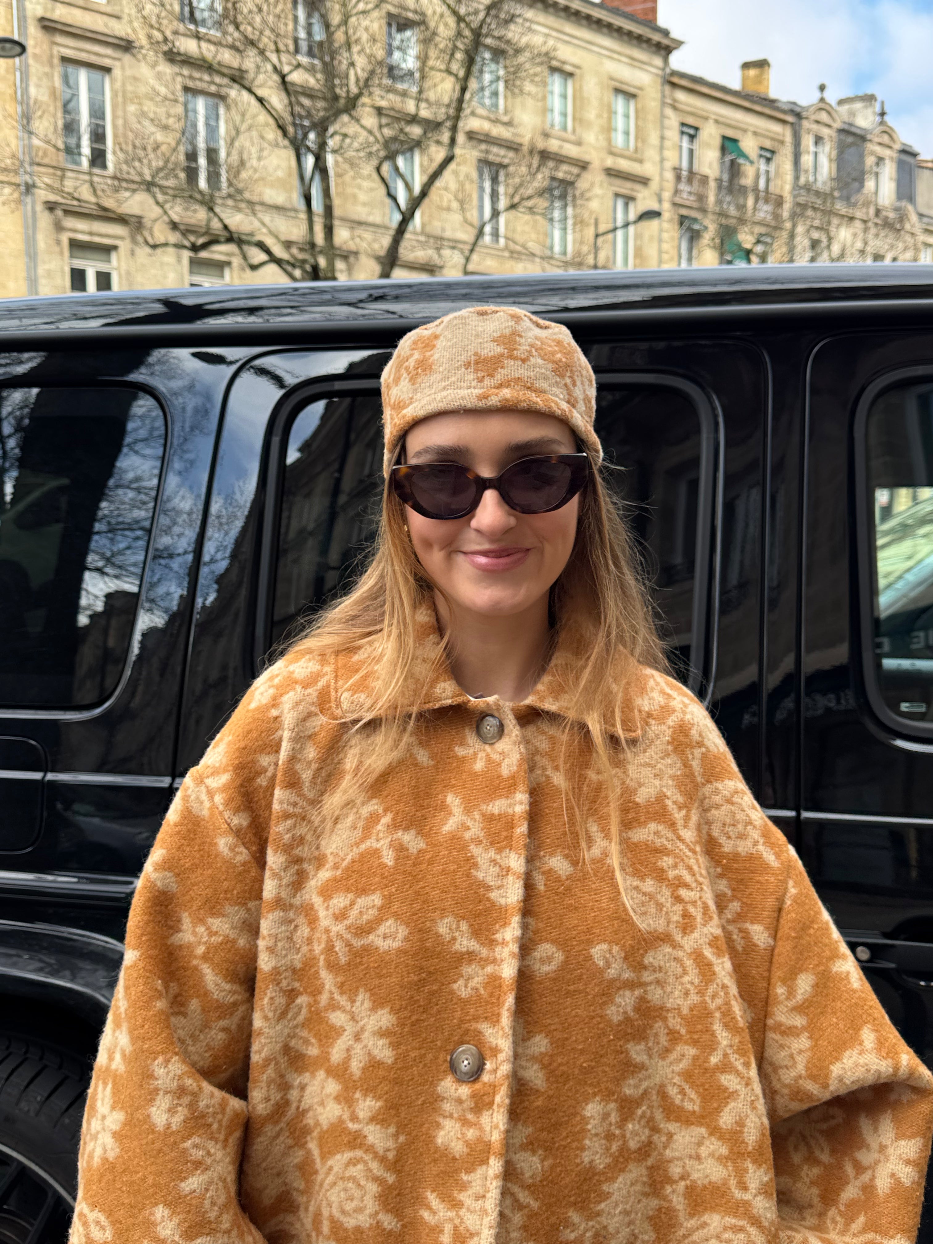 Chapeau upcyclé laine à motifs vintage