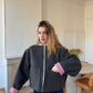 Veste laine anthracite doublure vichy