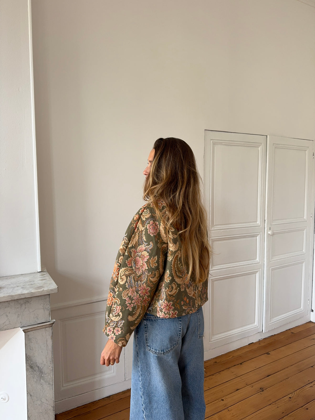 Veste upcyclée à motifs
