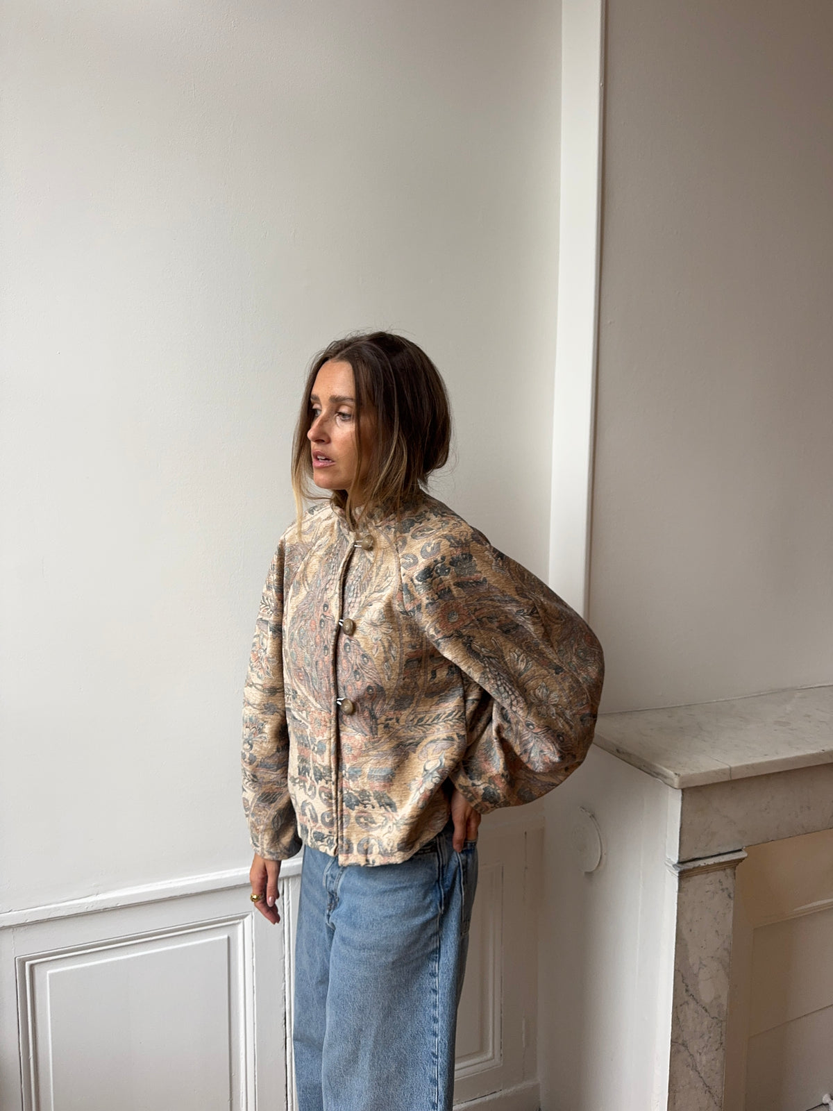 Veste fine upcyclée à motifs - T1