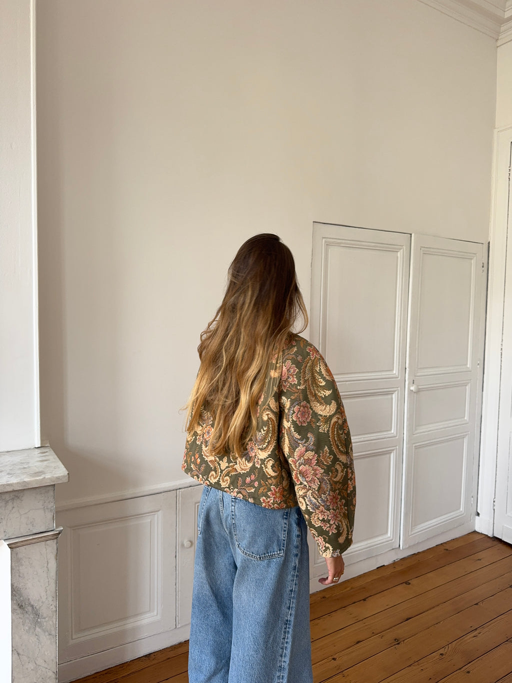 Veste upcyclée à motifs