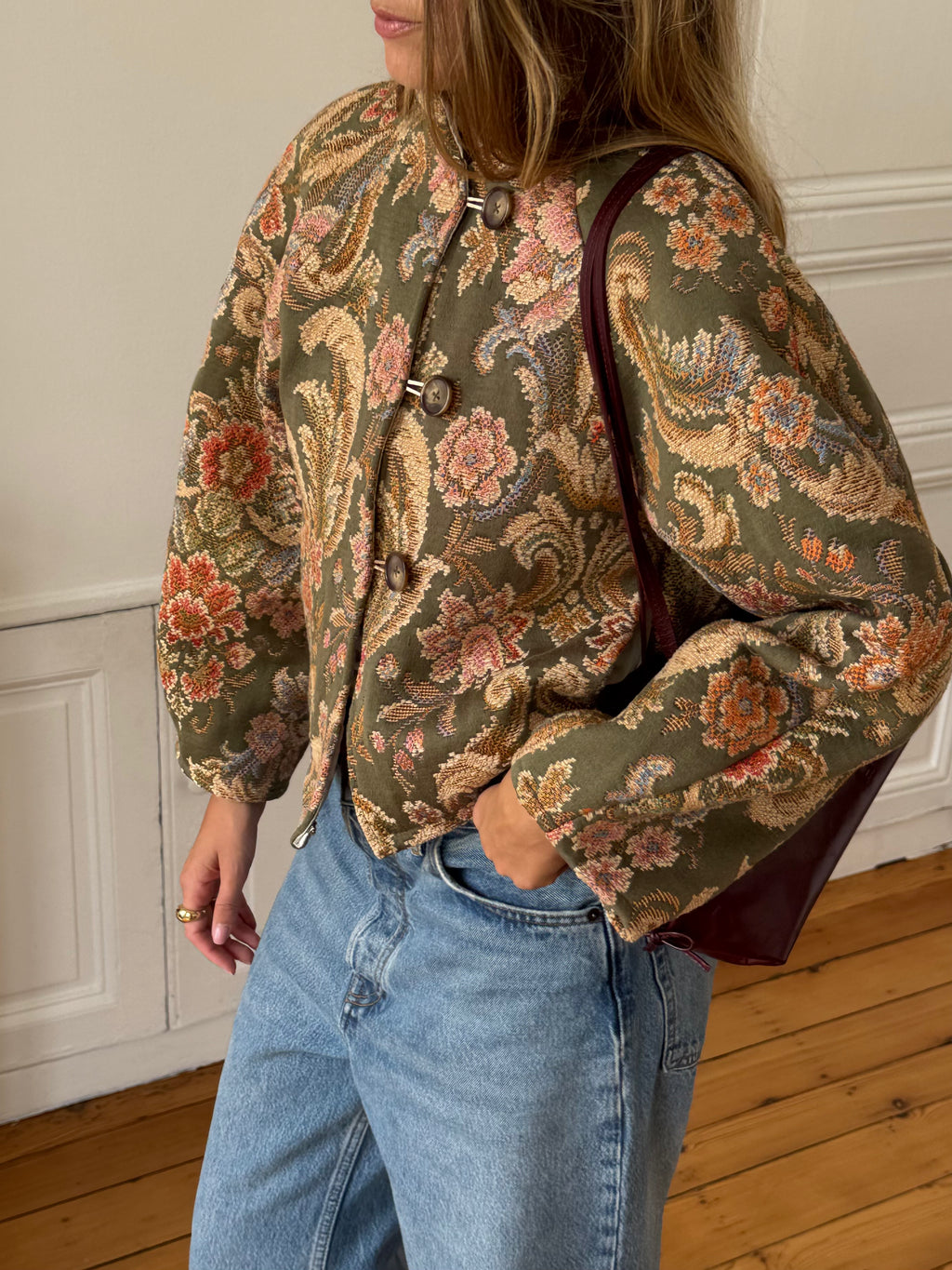 Veste upcyclée à motifs