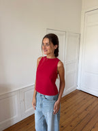 Top dos nu upcyclé rouge - M