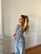Top dos nu upcyclé vichy - S