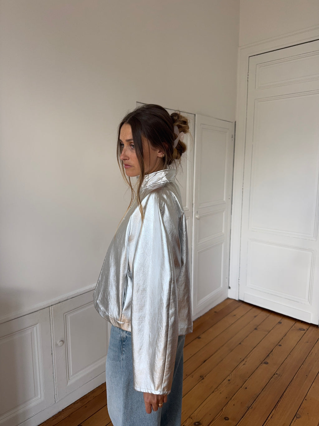 Veste courte argentée