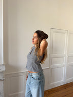 Top dos nu upcyclé vichy - S