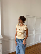 Top dos nu upcyclé satiné doré - XS