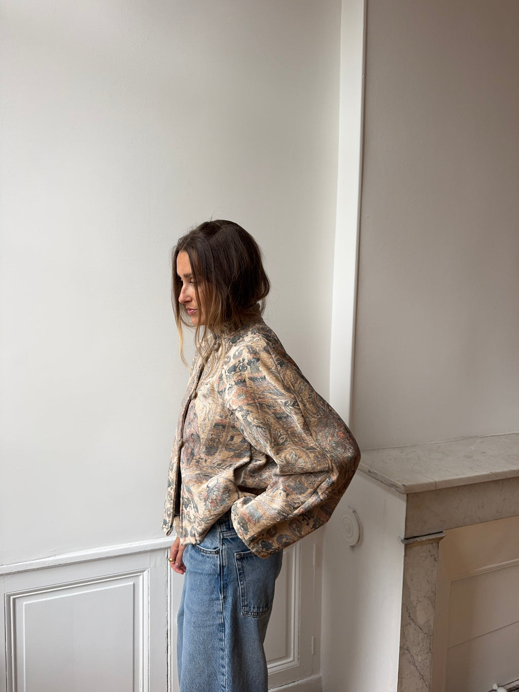 Veste fine upcyclée à motifs - T1