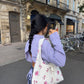 Sac upcyclé matelassé blanc à fleurs