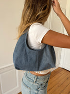 Sac upcyclé denim et perles