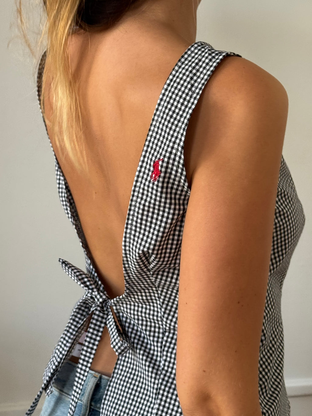 Top dos nu upcyclé vichy - S