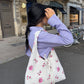 Sac upcyclé matelassé blanc à fleurs