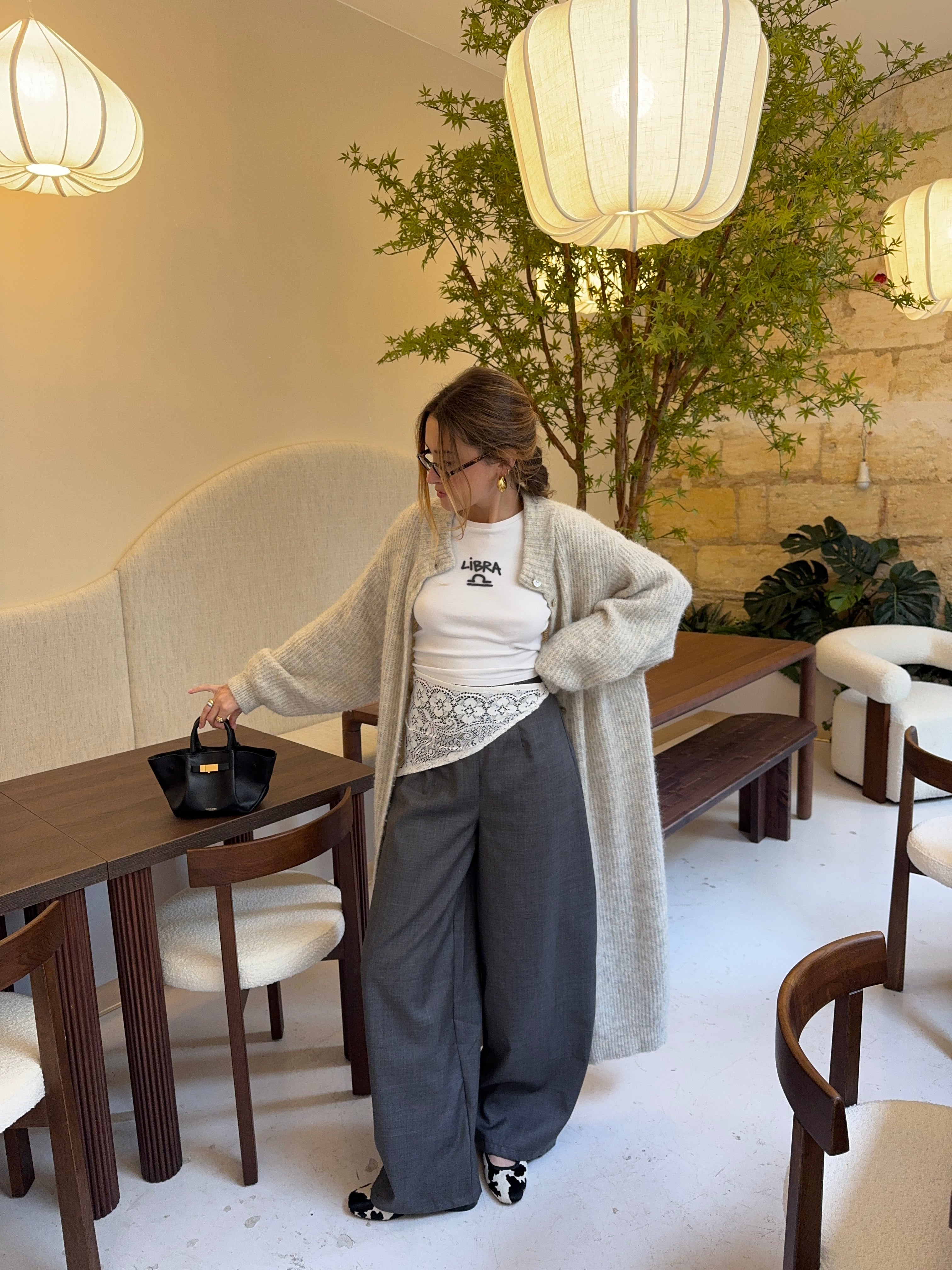 Pantalon laine fine grise