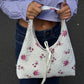 Sac upcyclé matelassé blanc à fleurs